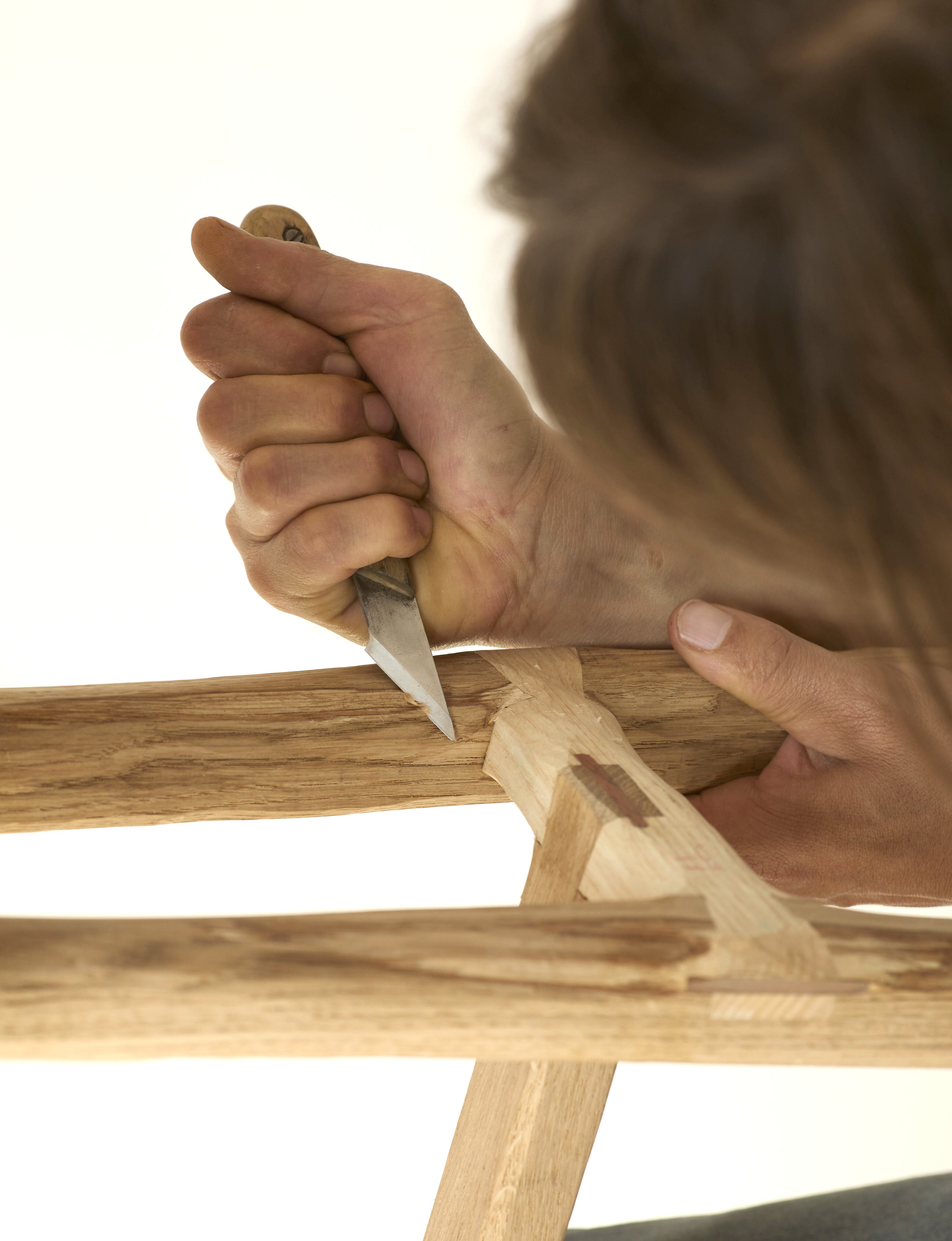 Tabouret artisanal en bois massif